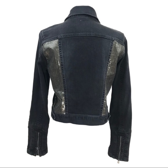 Levi's Sequin Cropped Trucker Denim Jacket M - Picture 4 of 7